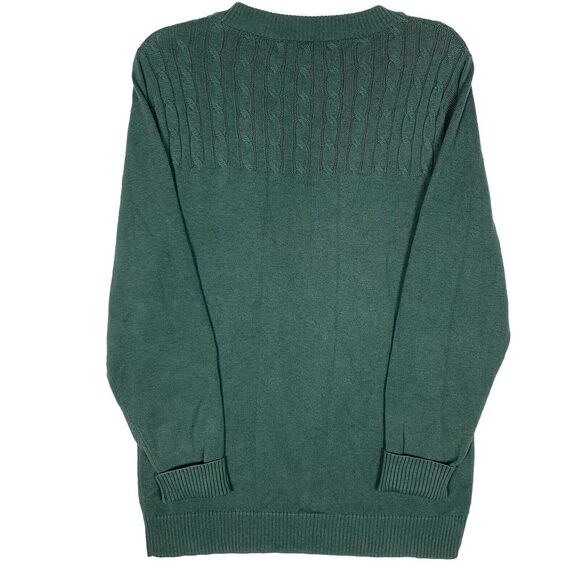 Criquet Cable Knit Sweater Mens Medium Green Fisherman Cashmere Blend Sweatshirt - Picture 6 of 13